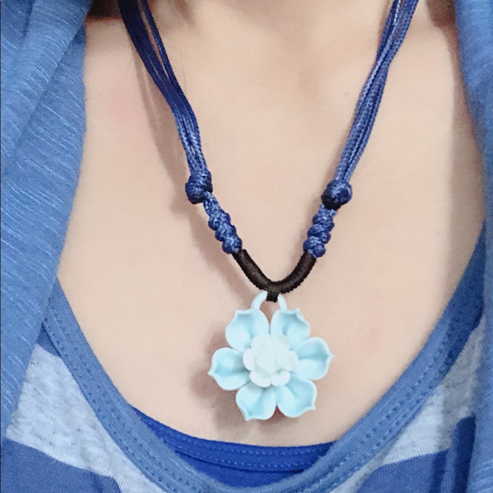 Handmade Porcelain flower necklace pendant
